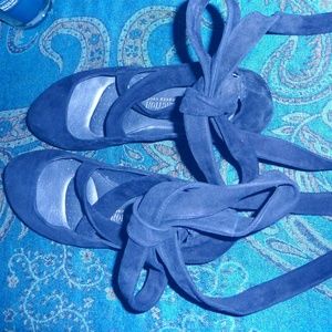 Kenneth Cole Lace-up Suede Ballet Flats